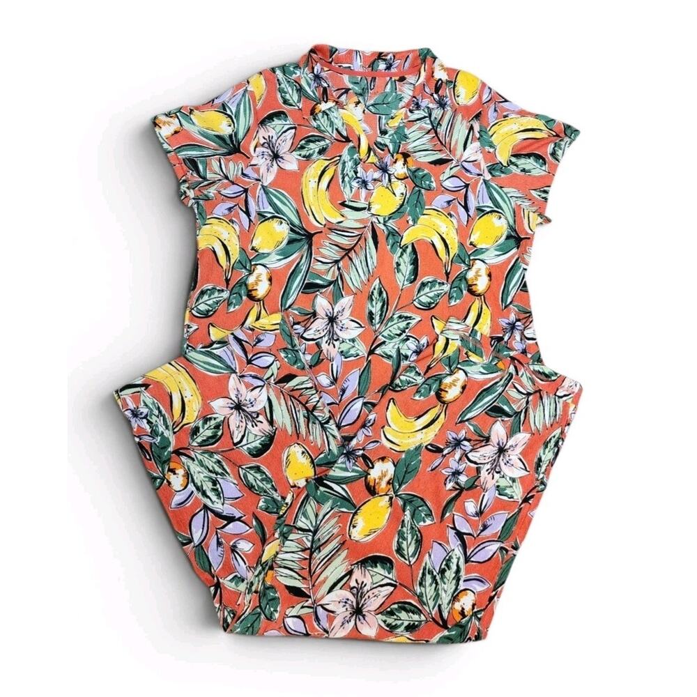 Cuddl Dudds Orange Banana Tropical Floral Shirt & Pants Lounge Set Plus Size 2X